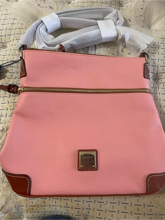 Dooney & Bourke Handbags - Pink Dooney & Bourke Crossbody Bag with Brown Trim